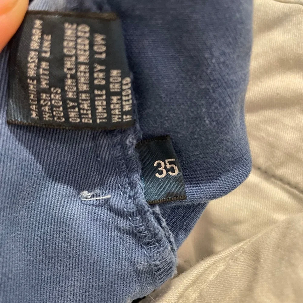 Polo Ralph Lauren Mens Blue Chino Shorts Size 35 Cotton Button Fly Casual Twill